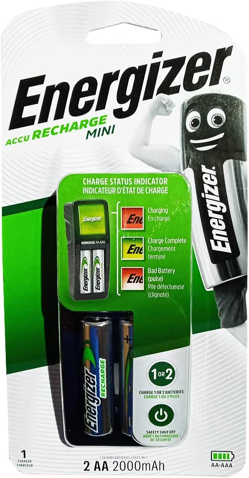 Energizer Mini Charger with 2 AA Rechargeable Batteries 2000 mAh - Al Masam Stationery LLC Main image