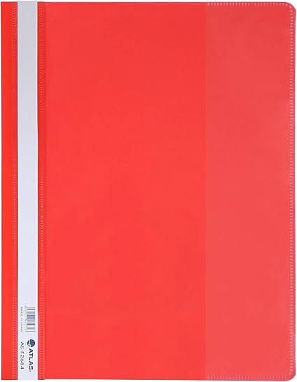 Atlas PVC Flat File with Pocket A4 Black Red