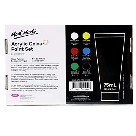 Mont Marte Acrylic Colour Paint Set 6pc x 75ml - Al Masam Stationery LLC