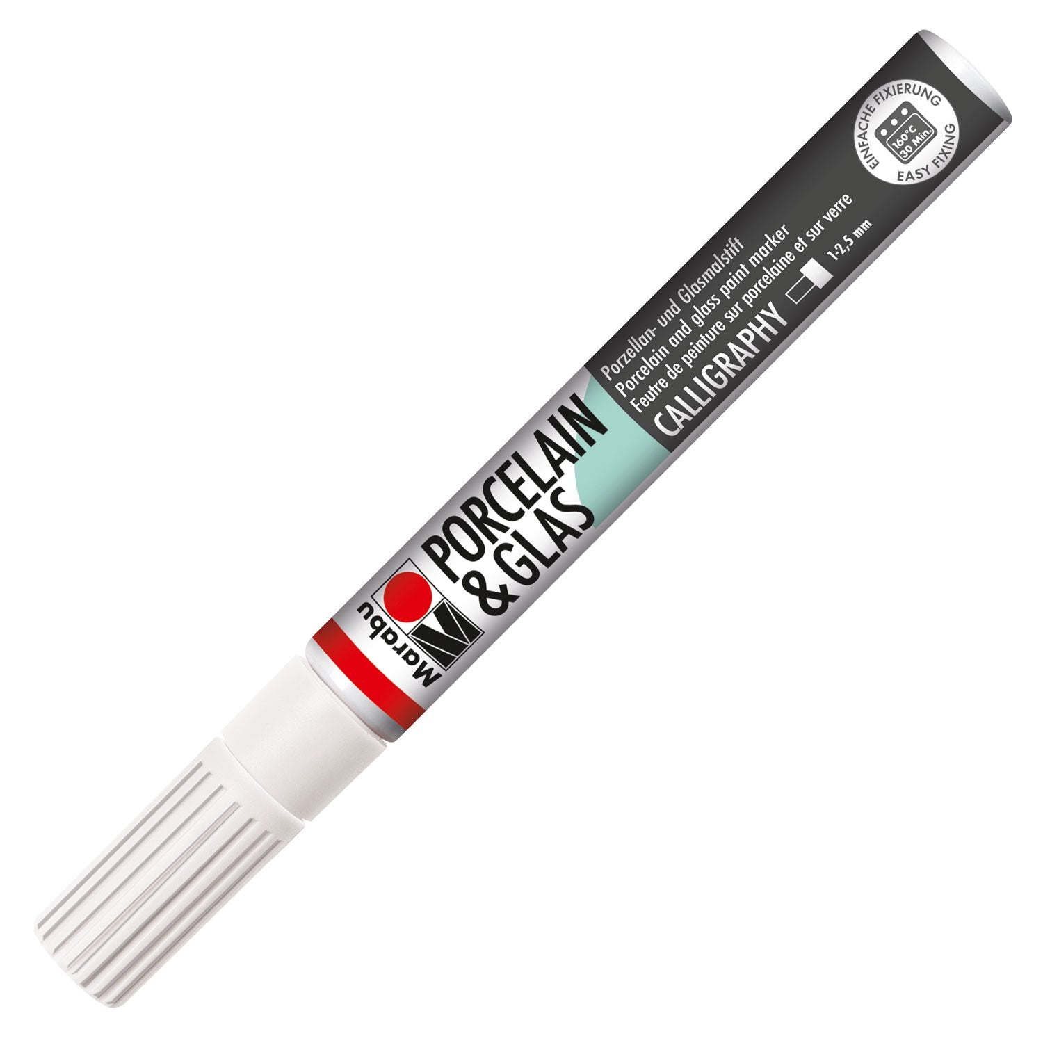 Marabu Porcelain & Glas Painter, 070 White, 1 - 2.5 Mm - Al Masam Stationery LLC