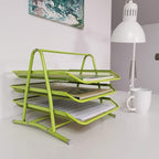 3-Tier Wire Mesh Document Tray – Pink Desk Organiser