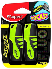 Maped Fluo Peps Highlighter Pocket Yellow Blister pack of 2pcs - Al Masam Stationery LLC