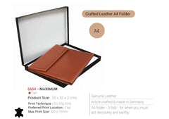 6604 MAXIMUM Real Leather A4 -3Fold Folder-Black - Al Masam Stationery LLC