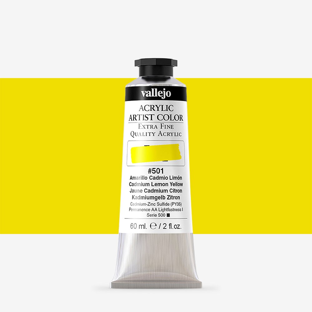 VALLEJO ACRYLIC ARTIST 501: 60 ML. CADMIUM LEMON YELLOW - Al Masam Stationery LLC