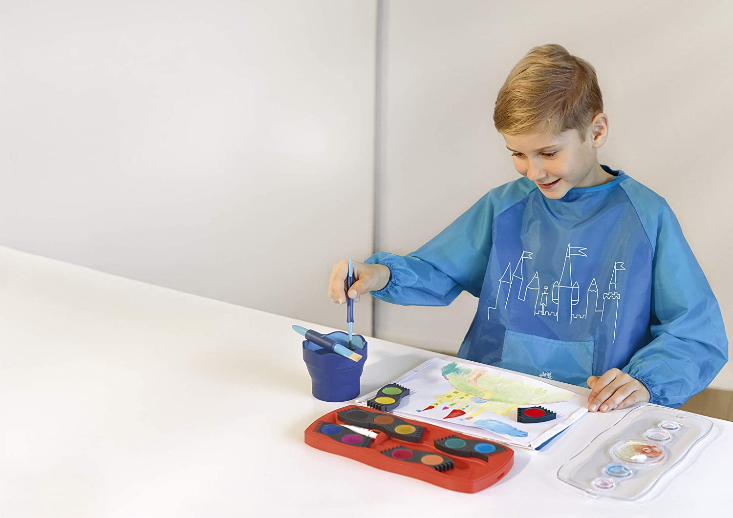 FABER-CASTELL Painting apron 4 young artist Red/Orange - Al Masam Stationery LLC