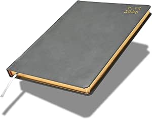 FIS Grey A4 Leather Gold Edge Arabic-English 2026 Diary - FSDI45AEGB26GY