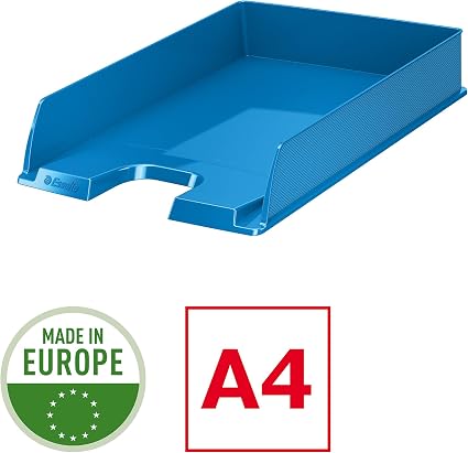3-Tier Blue Plastic Document Tray for Desk Organisation