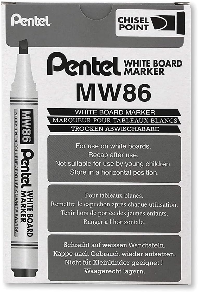 Pentel MW86 White Board Marker Chisel Tip - Black - Al Masam Stationery LLC