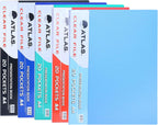 Atlas Elite A4 clear file with 10 pockets in blue, designed for organizing and displaying documents efficiently.