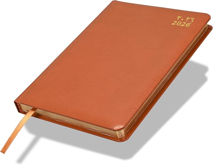 FIS Brown A5 Gold-Edge Vinyl 2026 Daily Diary - FSDI23AEG26BR