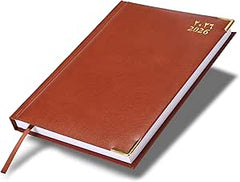 FIS Brown A5 Gold-Corner Vinyl 2026 Diary - FSDI22AE26BR