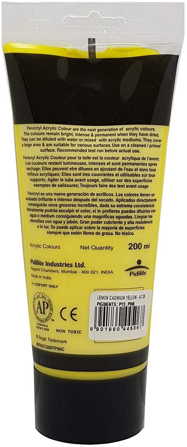 Pidilite Fevicryl Acrylic Color 200ml Cadmium Yellow - Al Masam Stationery LLC