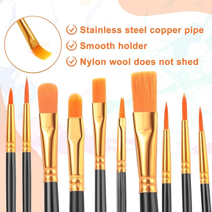 Artist Flat Brush Set 6 Pieces for Painting & Art