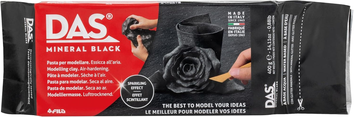 DAS Mineral Modelling Clay Black 400g – Air-Dry Clay for Art & Sculpting F382400-FP-01-88-0573-AMS43376- Main image
