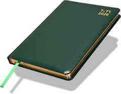 FIS Green A5 Gold-Edge Vinyl 2026 Daily Diary - FSDI23AEG26GR