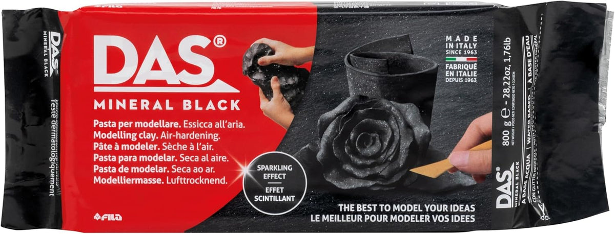 DAS Mineral Modelling Clay Black 800g – Air-Dry Clay for Art & Sculpting F383000-FP-01-88-0574-AMS43377-
