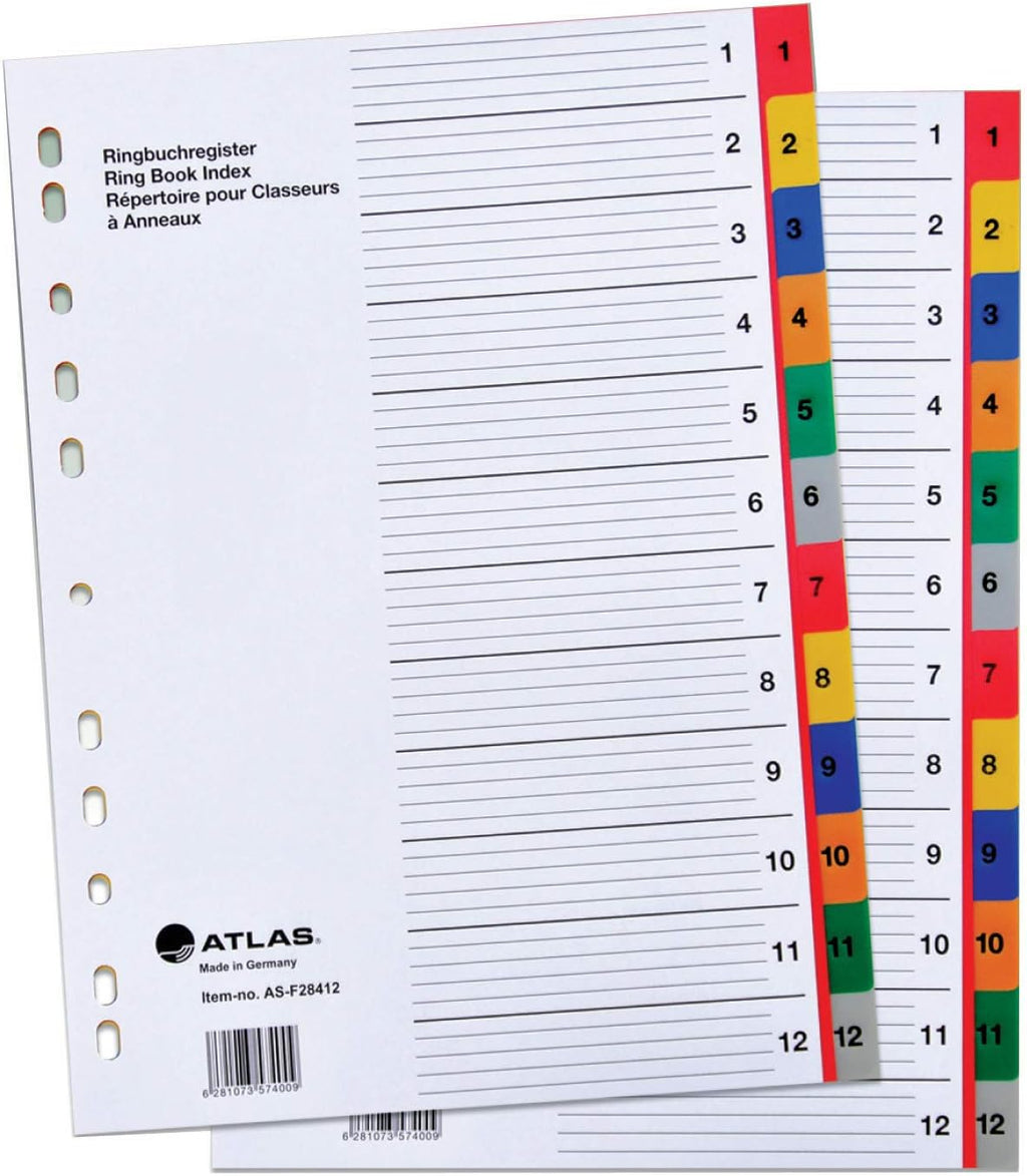 Atlas PP Colour Divider A4 10 Part | File Index Dividers