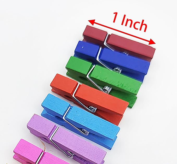 Wooden Clips Assorted Colours for Crafts & Decoration