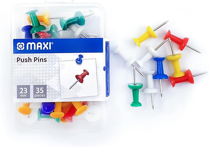Hand Push Pins 35/Pack - (HD-0308) - Al Masam Stationery LLC