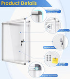 Bi-Office white enclosed notice board with transparent window, 500x674mm, ideal for displaying notices and announcements