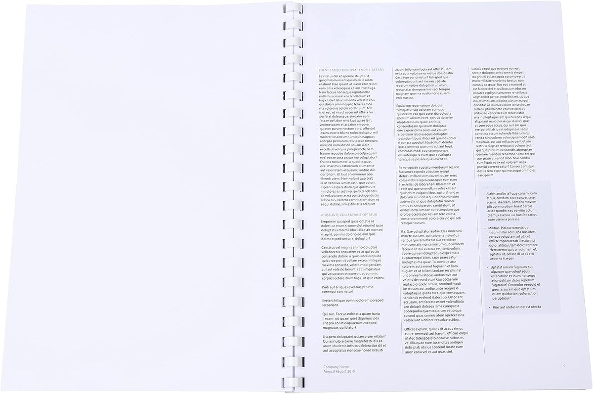 White Atlas A4 binding comb spine with 16mm spine width for binding documents and reports.