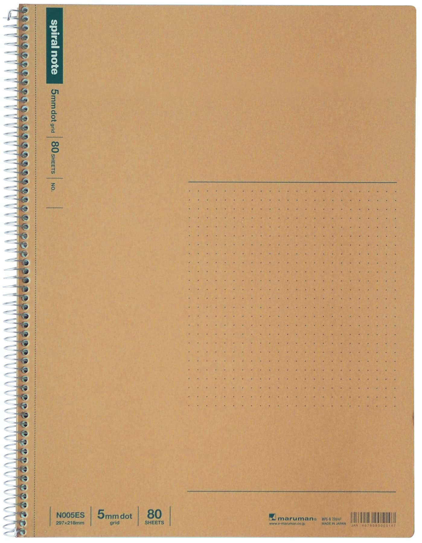 Maruman Spiral Noted NB 80 Sheets 70g 6.5mm Dotted A4 - Al Masam Stationery LLC Main image