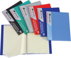 Blue Atlas Elite A4 clear file with 10 pockets for organizing and displaying documents, made of durable transparent material.