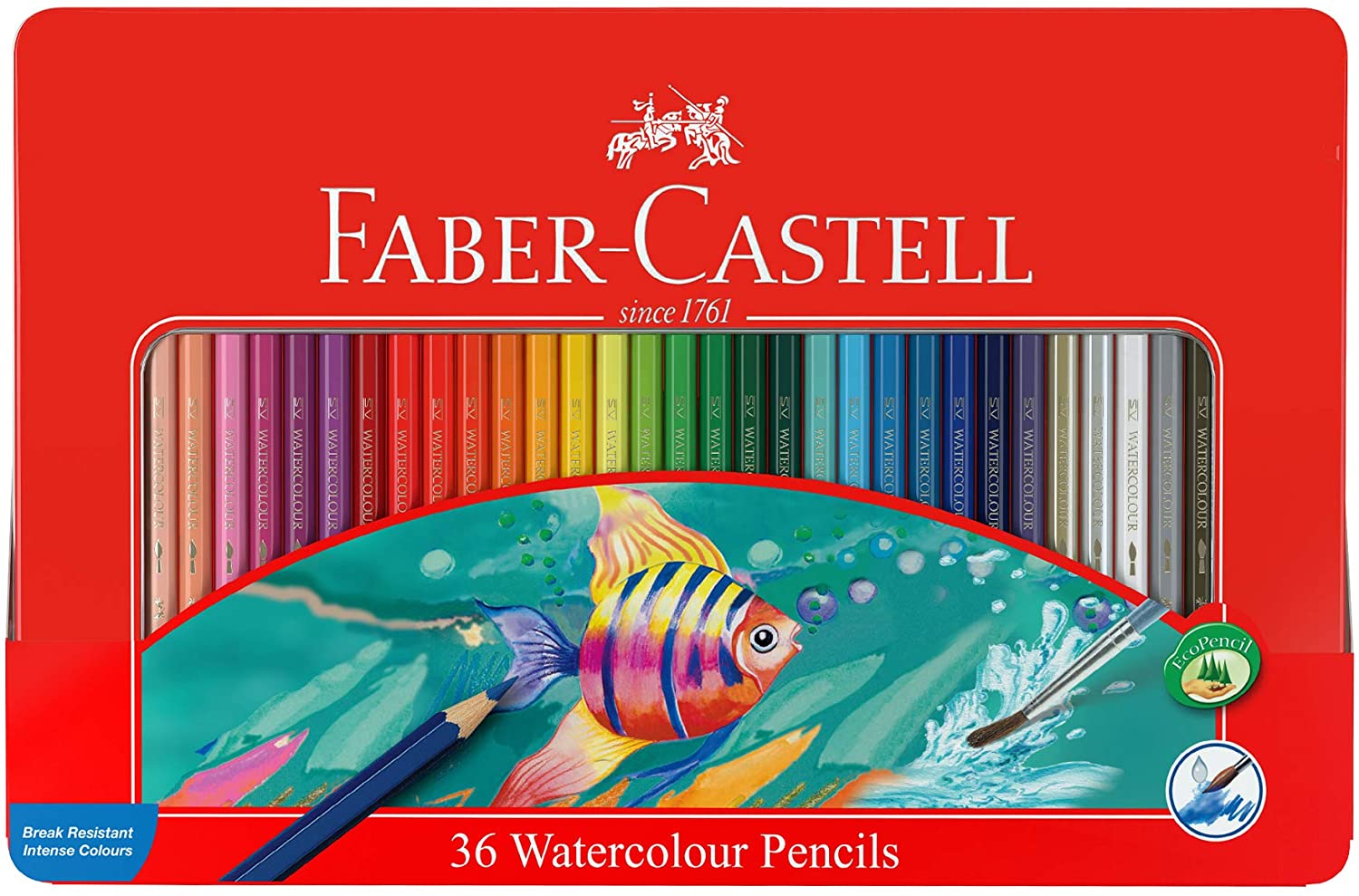 FABER-CASTELL Metal Tin 36 Color (Fish) - Al Masam Stationery LLC