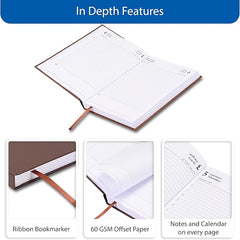 FIS Brown A5 Hard Cover Vinyl 2026 Diary-FSDI21E26BR