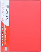 Red Atlas L Shape Folder A4 120m for documents, featuring an L-shaped design, suitable for organizing papers efficiently.
