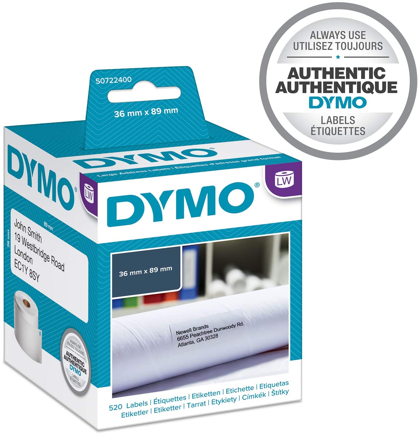 DYMO ADD.LABEL 36X89MM 2X260 - Al Masam Stationery LLC