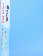 Atlas Butterfly A4 20 Pocket Clear Book File Blue
