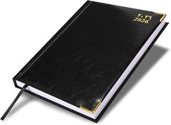FIS Black A4 Vinyl Gold Corner Arabic-English 2026 Diary - FSDI42AE26BK