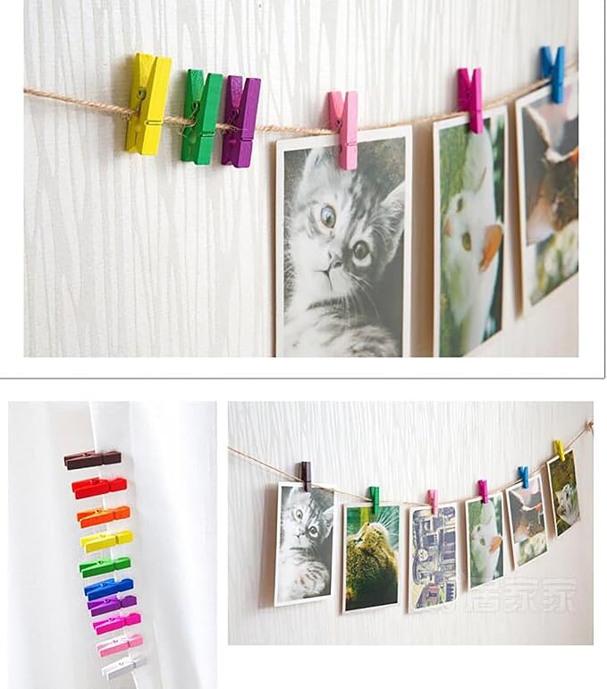 Wooden Clips Assorted Colours for Crafts & Decoration