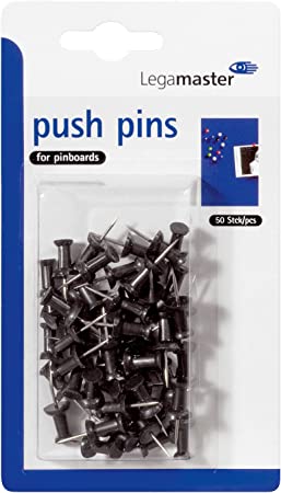 These LEGAMASTER PUSH-PINS are the perfect addition to any office or classroom. With 50 pieces in each pack, these black push-pins are reliable and durable for all your pinning needs. Easily secure papers and documents without damaging them. A must-have for any professional or educational setting. Main image