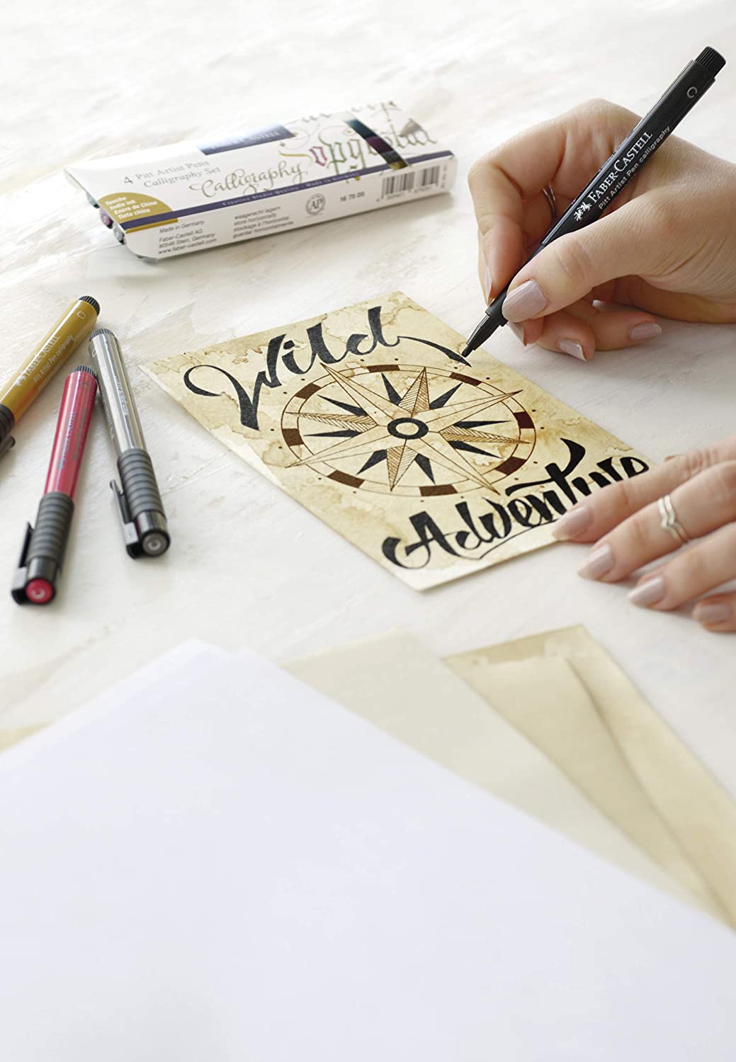 FABER-CASTELL India Ink Pitt Artist Pen C 4ct Colours - Al Masam Stationery LLC