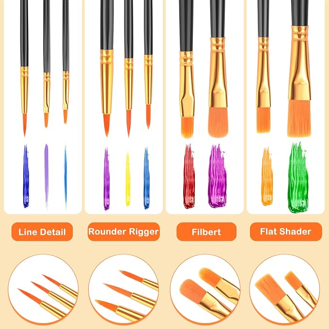 Artist Flat Brush Set 6 Pieces for Painting & Art