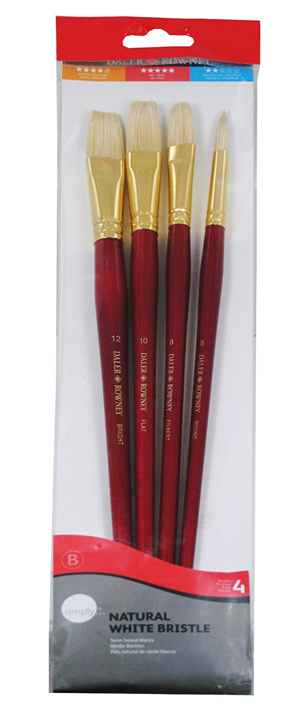 Daler Rowney Simply Set Brush Wallets Long Handle Bristle Brush St 4Pc #3 Lh - Al Masam Stationery LLC