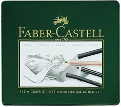 FABER-CASTELL PITT Monochrome Charcoal Pencil Set Tin of 22 - Al Masam Stationery LLC