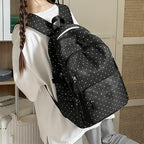 Atlas Girl Backpack 16.5" Kiki Black Dots school bag with adjustable straps and spacious main compartment, ideal for students.