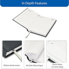 FIS Grey A5 Padded Hard Cover Vinyl 2026 Diary-FSDI18E26GY - Al Masam Stationery LLC