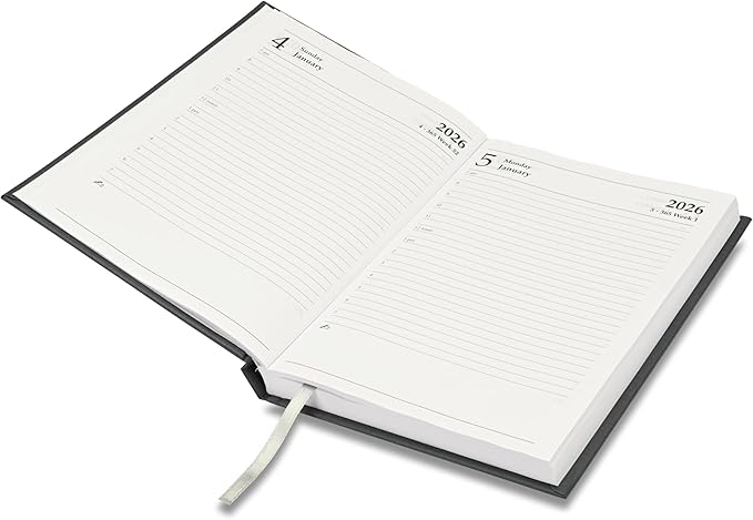 FIS Grey A5 Padded Hard Cover Vinyl 2026 Diary-FSDI18E26GY - Al Masam Stationery LLC