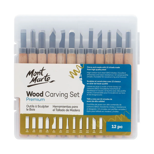 Mont Marte Wood Carving Set 12pc - Al Masam Stationery LLC