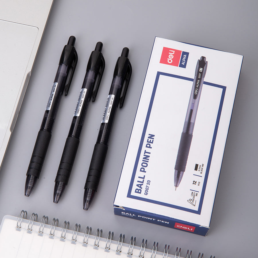 Deli Retractable Smooth Ballpoint Pen 0.7mm Black - Al Masam Stationery LLC