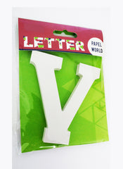 Wooden Letters White "V"