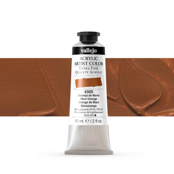 VALLEJO ACRYLIC ARTIST 305: 60 ML. MARS ORANGE - Al Masam Stationery LLC