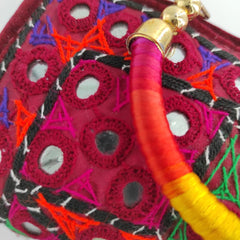 Ahra's Traditional Arts Maroon Mirror Bag