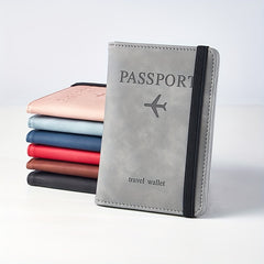 ELMAS 1pc RFID Passport Holder, Thin Passport Wallet, Leather Surface, Multi Functional Wallet, Travel Passport Holder, Cute Card Holder