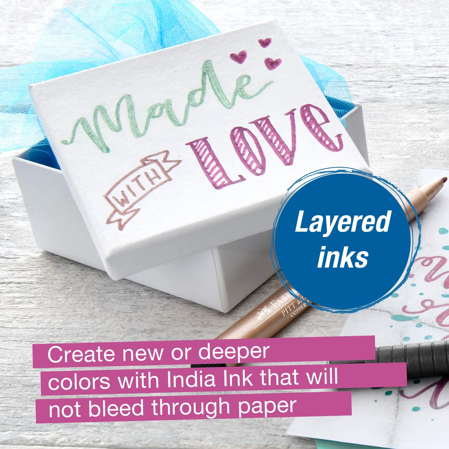 FABER-CASTELL India ink Pitt  Artist Pen Metallic 4x - Al Masam Stationery LLC