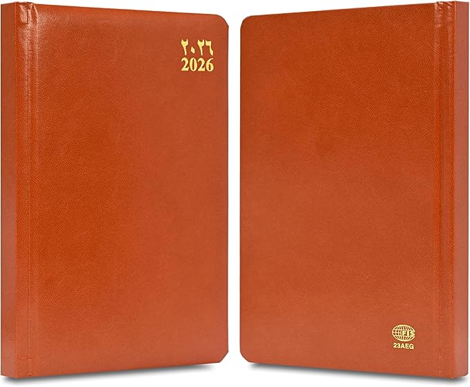 FIS Brown A5 Gold-Edge Vinyl 2026 Daily Diary - FSDI23AEG26BR - Al Masam Stationery LLC